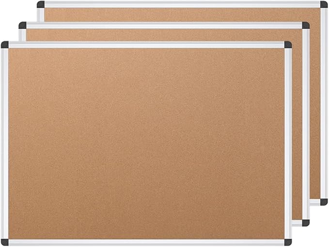 VIZ-PRO Cork Notice Board, 24 X 18 Inches, 3 Pack