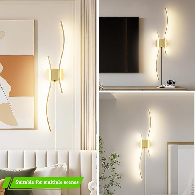 Daunton Modern Gold Plug in Wall Sconces Set of 2