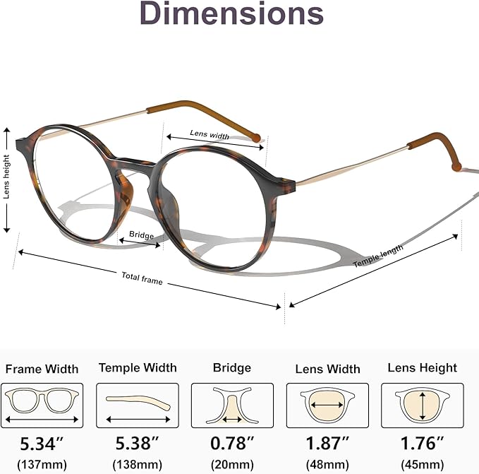 VISOONE Round Lightweight Blue Light Blocking Glasses Women Men Fashion Cute Thin Eyewear Niko
