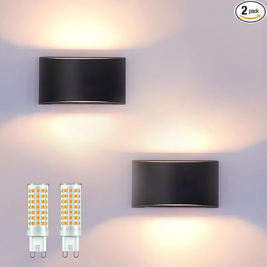 KICAAO Modern LED Wall Sconce, Warm White 3000K, Hardwired Indoor Black Wall