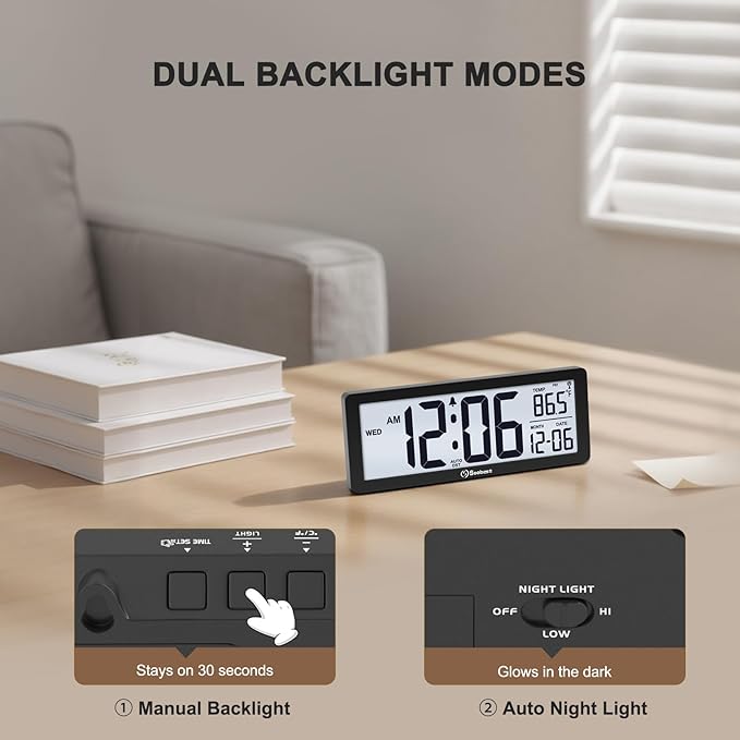 Soobest 8.5" Atomic Digital Wall Clock, Never Needs Setting, Auto Time Sync