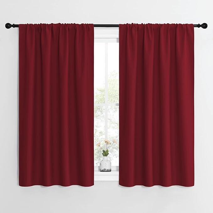 NICETOWN Christmas Burgundy Curtains Blackout Drape Panels