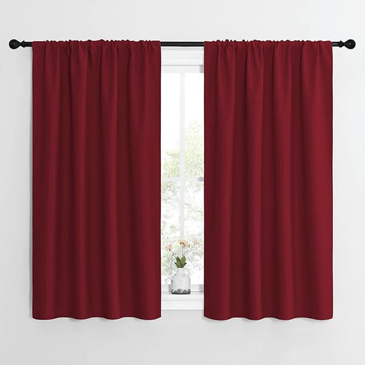 NICETOWN Christmas Burgundy Curtains Blackout Drape Panels