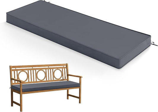 Summsun Outdoor Bench Cushion: Waterproof and Fade Resistant Patio Furniture Cushions - Non-Slip Bench Pad Cushion with Removable Cover for Garden Swing Porch Sofa Settee, 59 x 18 Inch, Dark Grey