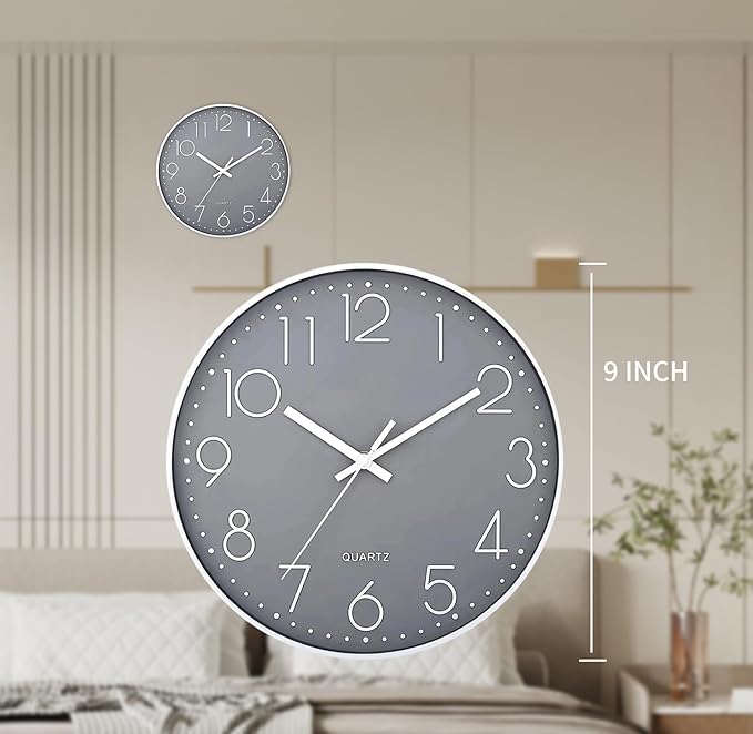 SIN&MI Wall Clock Silent & Non Ticking Modern Quartz Battery Operated Digital