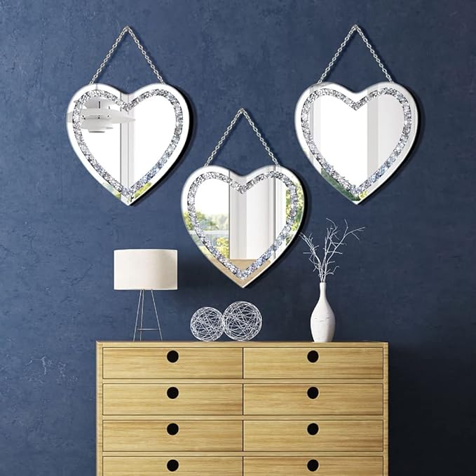DMDFIRST Crystal Crush Diamond Heart Shaped Silver Mirror