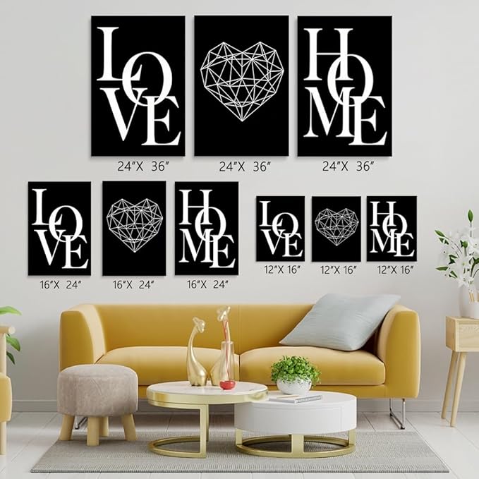GUBIYU Love Home Wall Decor Black and White Farmhouse Modern Art