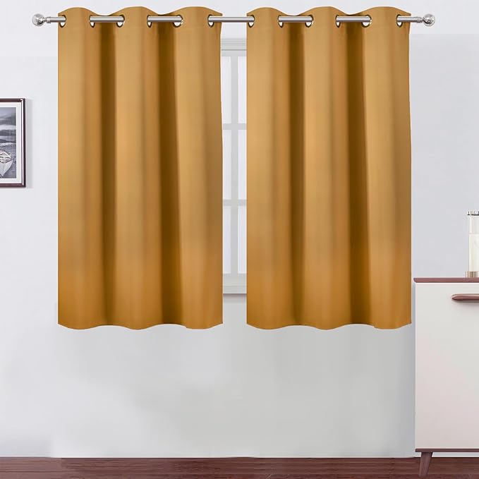 LEMOMO Mustard Yellow Blackout Curtains/38 x 54 Inch/Set of Two Panels Grommet