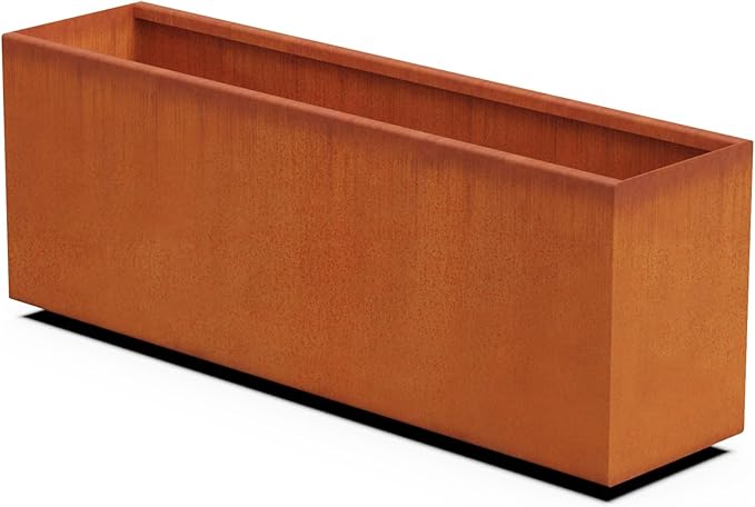 Large Rectangular Planter for Outdoor Plants â 48-Inch Corten Steel Planter Box for Garden Borders & Patios | Made in USA, Fully Assembled
