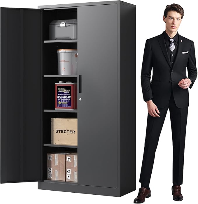 72'' Garage Storage Cabinet, Lockable Storage Cabinet