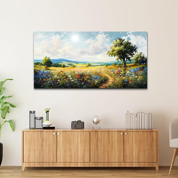 hyidecorart Nature Field Scenery Abstract Painting Framed Wall Art