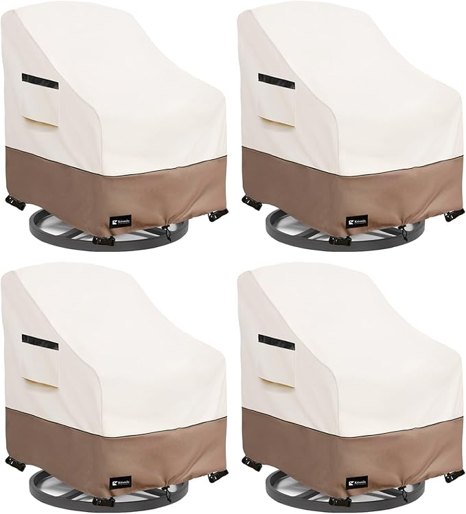 Patio Chair Covers Waterproof Outdoor Furniture Cover, All-Weather Protection Outdoor Lawn Patio Furniture Covers 4 Pack for 32" W x 35" D x 32" H, Beige ï»¿