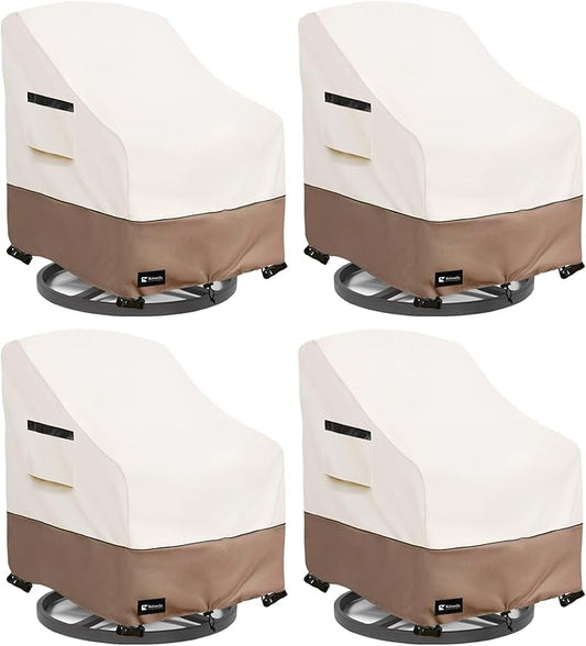 Patio Chair Covers Waterproof Outdoor Furniture Cover, All-Weather Protection Outdoor Lawn Patio Furniture Covers 4 Pack for 32" W x 35" D x 32" H, Beige ï»¿