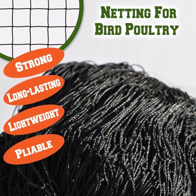 30 x 50 FT Bird Netting for Garden, 1" Square Mesh Size Heavy Duty Nylon Chicken Coop Netting for Blueberry Bushes, Fruit Trees and Vegetable Against Birds, Deer, Squirrels (30X50FT)