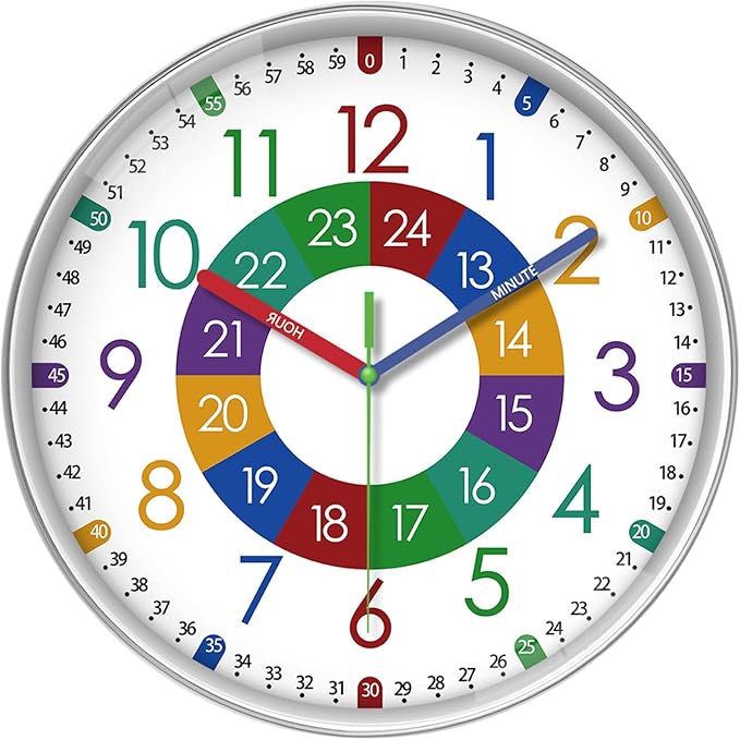 XFM Wall Clock for Kids 16 Inch Kids Teaching Wall Clocks Battery Operated
