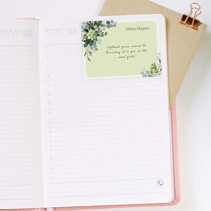 Watercolor Greenery Personalized Sticky Note Pads / 4" x 3" Custom Sticky Notes/Set of 6 Pads