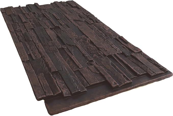EverStone Cascade Faux Stone Panel, 48 5/8"W x 24 3/4"H x 1 1/4"D, Dark Tobacco