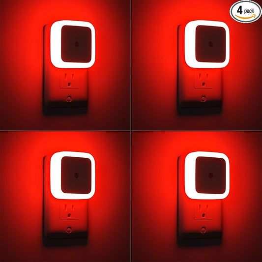 Sujeet Red Night Light, Night Lights Plug into Wall 4-Pack, Nightlight Plug in