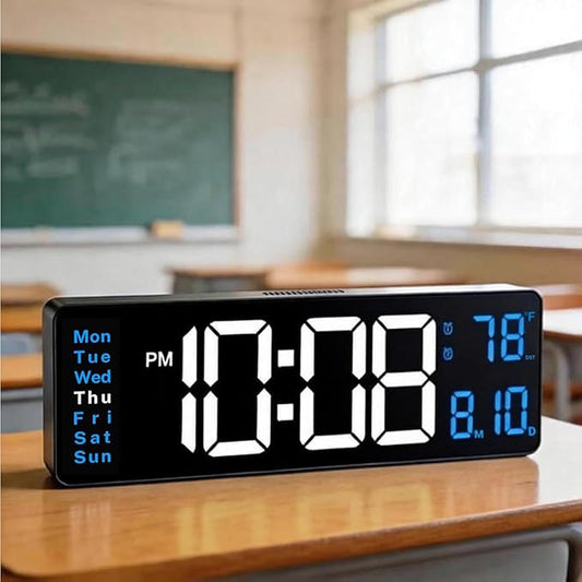 Digital Wall Clocks for Classroom, Temperature, Night Light for Living Room