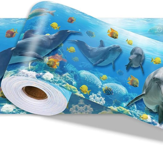 Ocean Wallpaper Border Wall Border Trim Peel and Stick 19.7 x 4 Inch Ocean