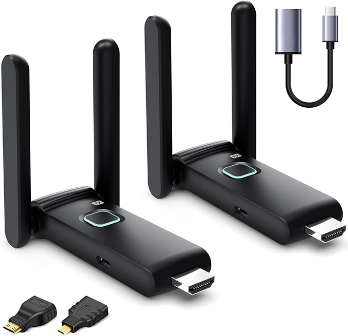 Wireless HDMI Transmitter and Receiver,HDMI Wireless Remote Adapter 165FT/50M,No Hot,Plug and Play,2.4/5GH for 1080P Wirelessly Streaming Video from Laptop,Cable Box,Camera,PC to Monitor/TV/Phone
