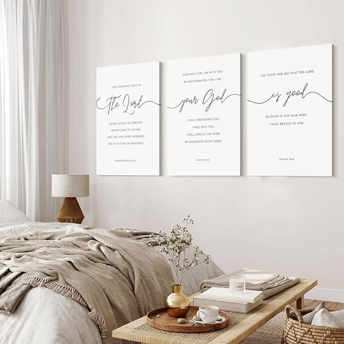GUBIYU Christian Canvas Wall Art Set of 3, The Lord Your God is Good Wall Art