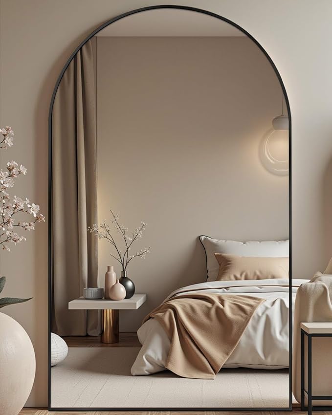 DMWOODFL 81"x41" Black Arched Full Length Mirror