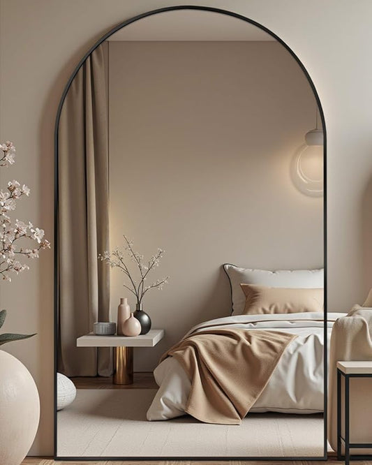 DMWOODFL 81"x41" Black Arched Full Length Mirror