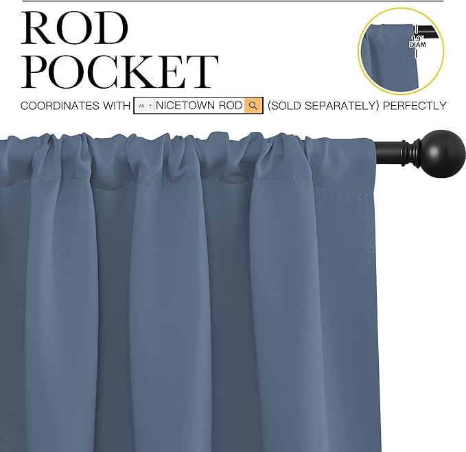 NICETOWN Stone Blue Blackout Curtains