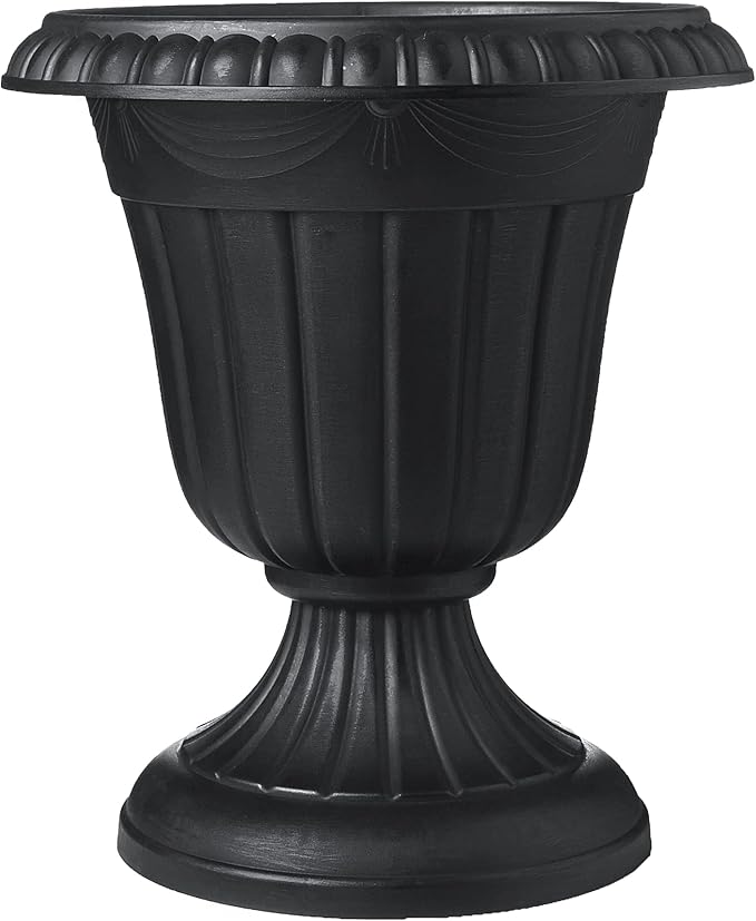 PL00BK Classic Traditional Plastic Urn Planter, Black