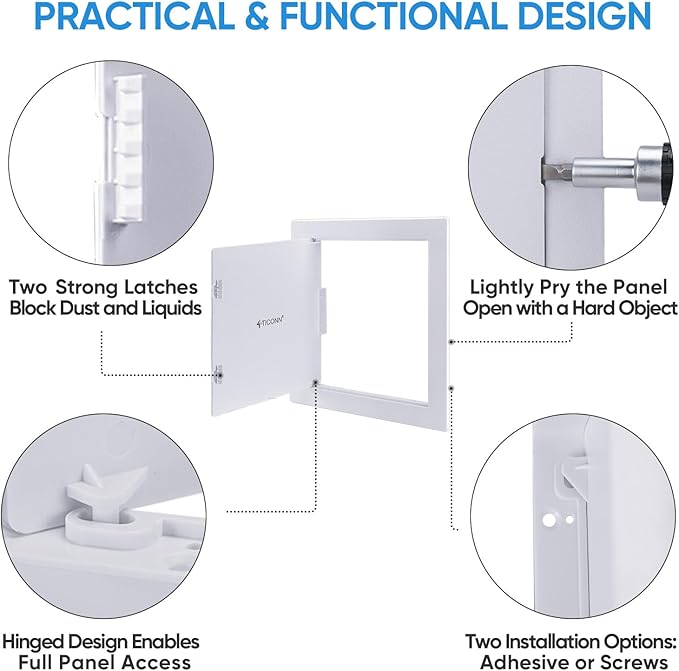 TICONN Access Panel for Drywall, 12 x 12 Inch ABS Plastic Wall Hole Cover