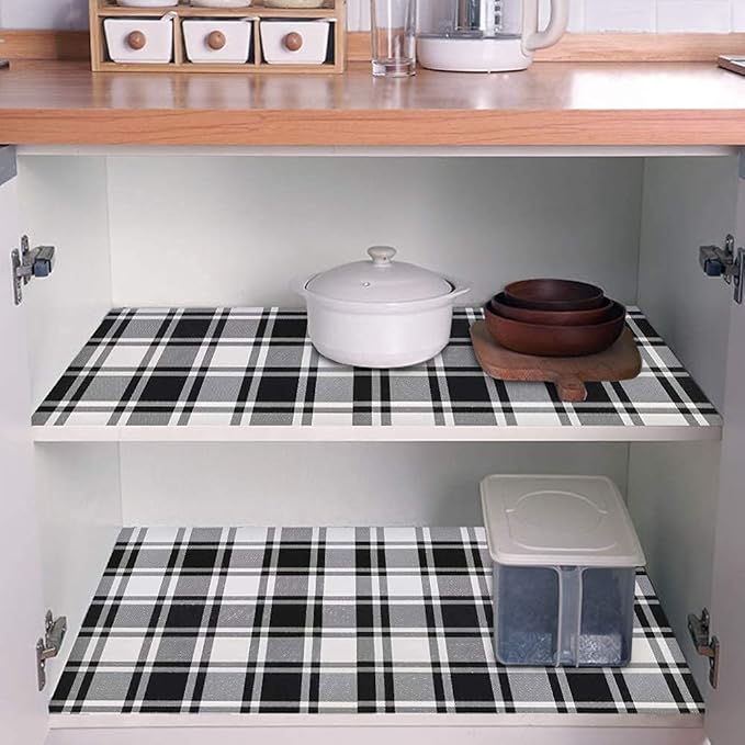 Guvana 17.7"x118" Black and White Trellis Contact Paper Peel and Stick