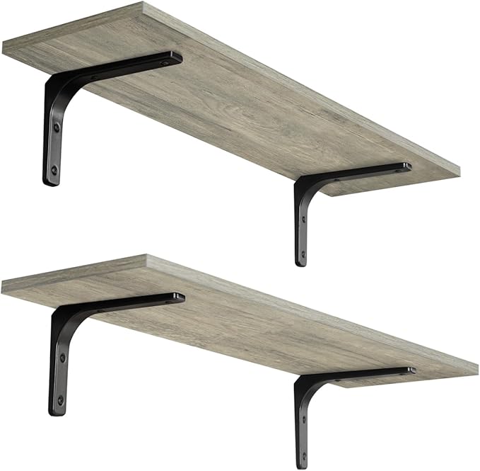 DINZI LVJ Long Wall Shelves, 23.6 Inch Wall Mounted Shelves Set of 2,