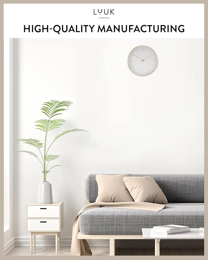 LUUK LIFESTYLE Silent Quartz wall Clock, Nordic and Minimalist Design, Interior