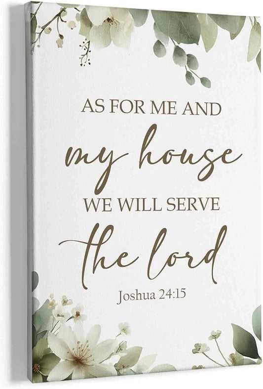HIWX Christian Wall Decor, as for Me and My House Bible Verses Sage Green