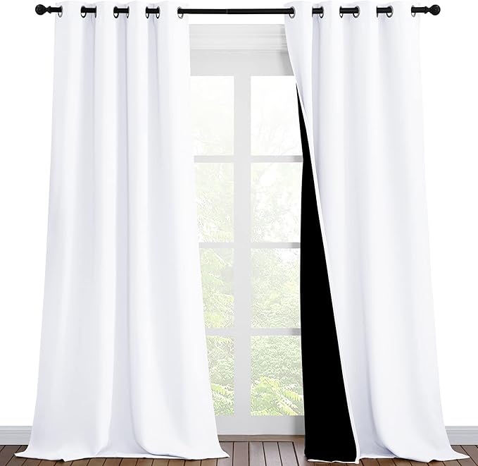 NICETOWN White Blackout Curtains 90 inches Long, Full Light Blocking Drapes