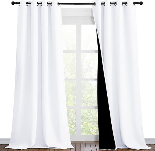 NICETOWN White Blackout Curtains 90 inches Long, Full Light Blocking Drapes