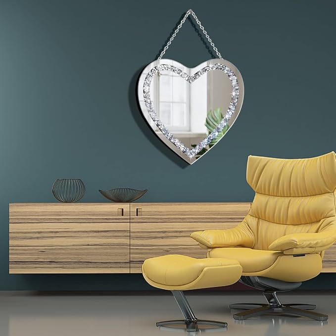 DMDFIRST Crystal Crush Diamond Heart Shaped Silver Mirror