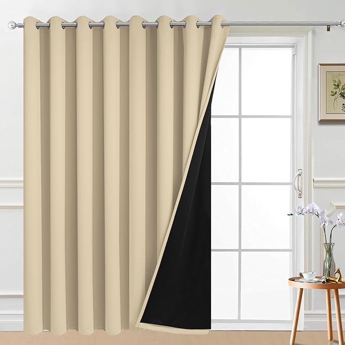 Yakamok 100% Blackout Thermal Insulated Grommet Curtains, Noise Reducing