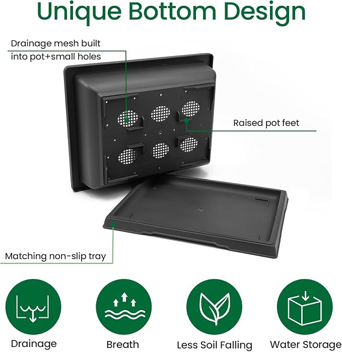 GROWNEER 3Pcs 18 Inch Bonsai Training Pots Large Bonsai Tree Starter Pot Kits with Drainage Humidity Trays & Repotting Mat, Flower Growing Planter Set for Garden Indoor Outdoor
