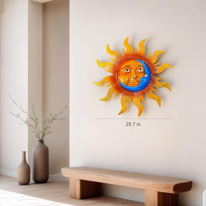 2025 New Metal Birds Outdoor Wall Art Decor+25.7'' Large Size Metal Sun Outdoor Wall Art Decor