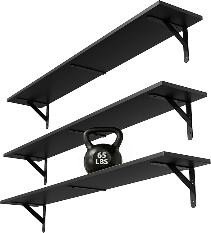 WOPITUES Floating Shelves for Wall 40″W x 8″D, Long Wall Mounted Shelves Set of