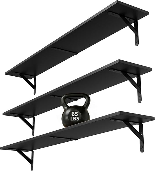 WOPITUES Floating Shelves for Wall 40″W x 8″D, Long Wall Mounted Shelves Set of