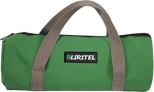 BLIRITEL 14 Inch Small Tool Bag for Men, Large Capacity Wide Mouth Canvas Storage Kit, Tote Handbag Organizer for Mechanic & Electrician Storage Wrenches (Green)