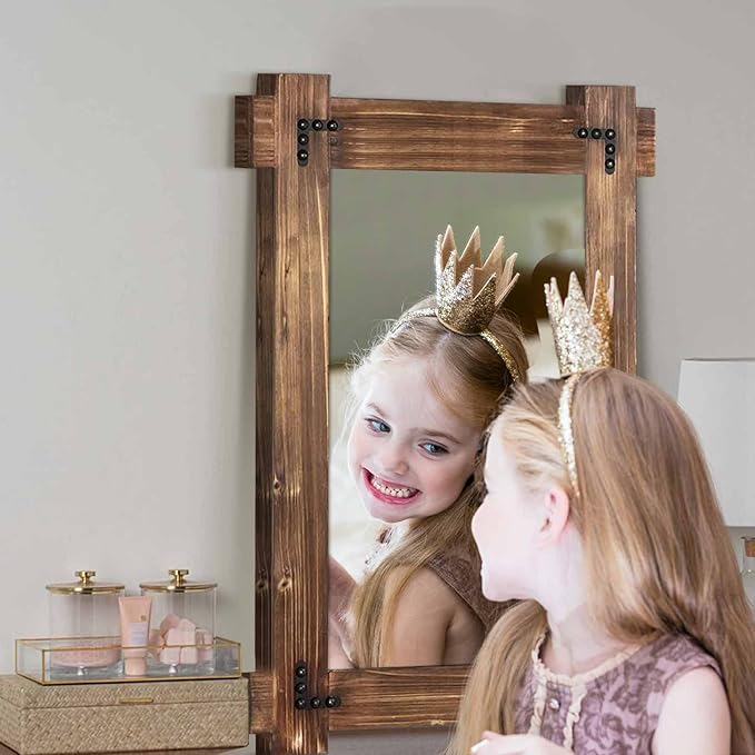 MeMoreCool Rustic Wood Mirror for Bathroom, Farmhouse Wall Mounted Vanity Mirror