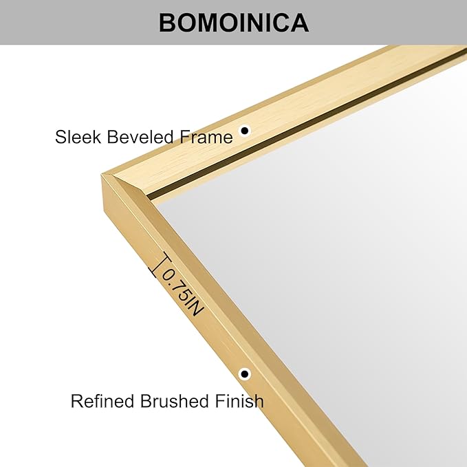 BOMINICA Brushed Gold Bathroom Mirror