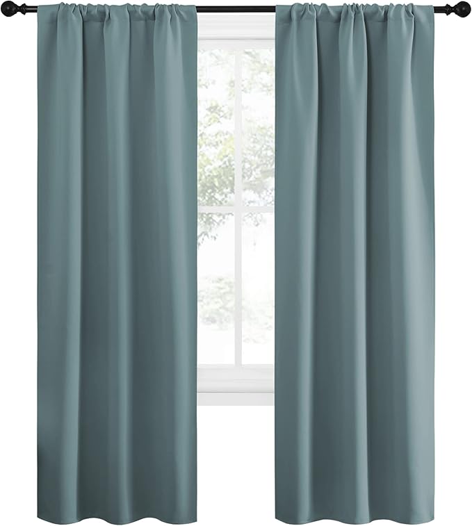 NICETOWN Greyish Blue Blackout Curtains Panels