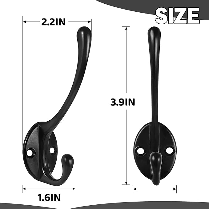 Wall Hooks for Hanging, 20-Pcs Heavy Duty Metal Coat Hooks, for Living Room