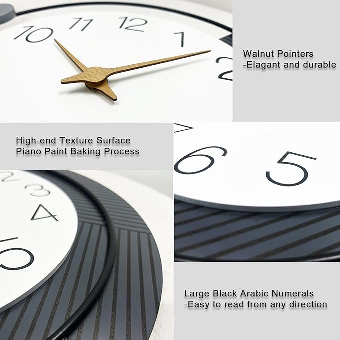 Dankeit Decorative Wall Clock, Silent Non-Ticking Quartz Battery Operated