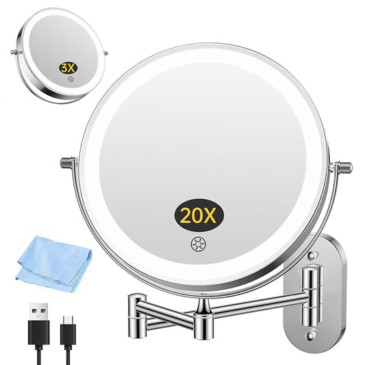 FUNTOUCH Rechargeable Wall Mounted Makeup Mirror